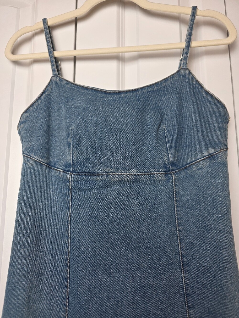 Lone Star- Light Wash Denim Mini Dress W/ Spaghetti Straps EUC Size -S - Picture 3 of 9